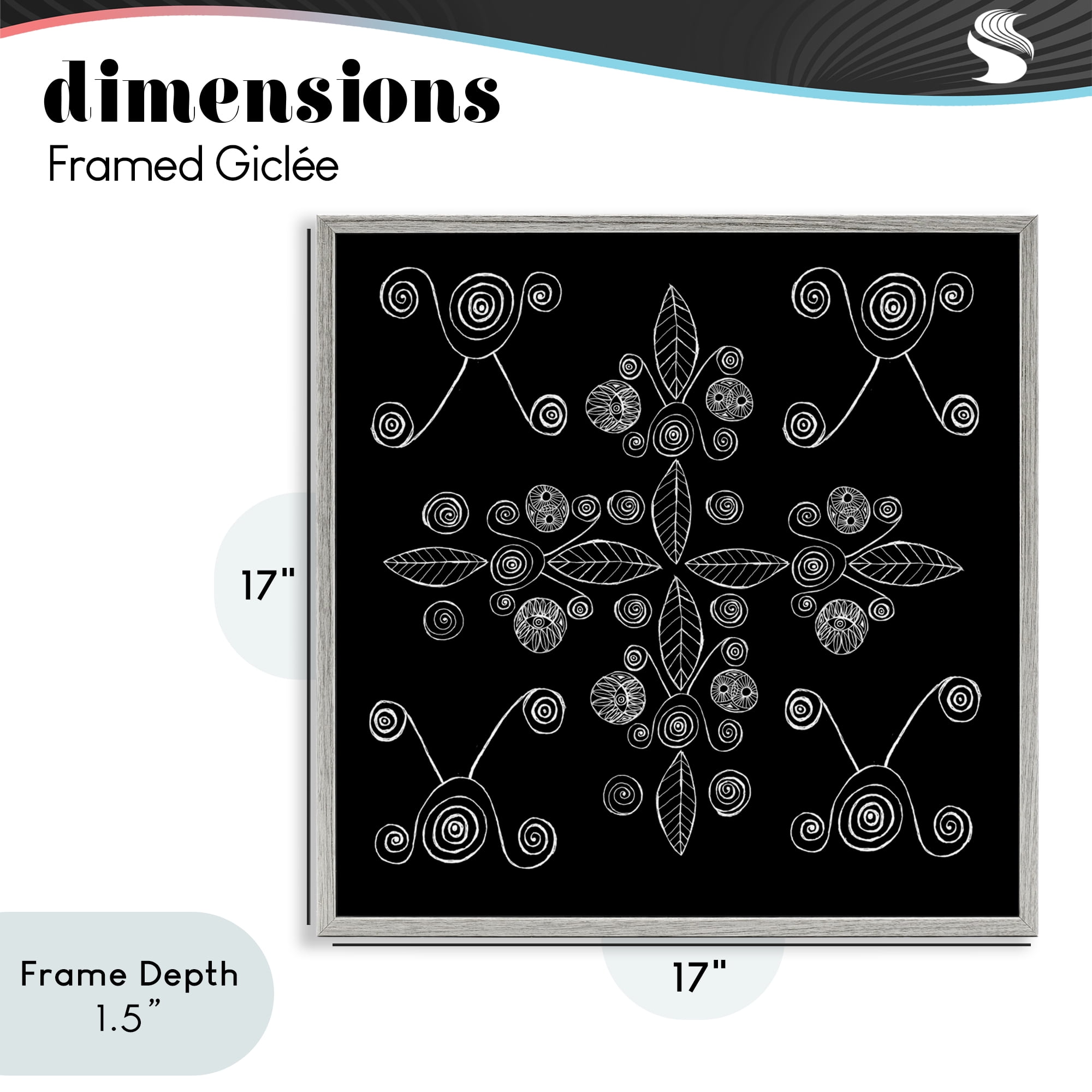 Stupell Industries Geometrics & Leaf Fractals Gray Framed Giclee Art, design by El Perkin