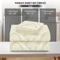 thumbnail image 4 of Lux Decor Twin 4 Piece Bed Sheet Set - Paisley Printed Microfiber Sheets, Ultra Soft, Deep Pocket, Wrinkle-Free, Breathable, OEKO-TEX Certified - Twin, Ivory, 4 of 10