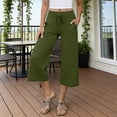 thumbnail image 2 of Summer Casual Pants Solid Color Straight Loose with an Elastic Waistband and Pockets For Shorter Women/Regular/Tall, 2 of 5