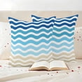 thumbnail image 3 of Blue Brown Stripes Outdoor Waterproof Pillow Covers, Abstract Geometric Ombre Wave Stripe Decorative Square Throw Pillowcase Sofa Cushion Sham for Patio/Couch/Chair, 16"x16" 2 Pack, 3 of 8