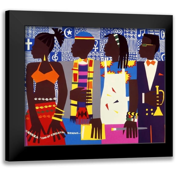 Honeywood, Varnette 14x12 Black Modern Framed Museum Art Print Titled - Generations