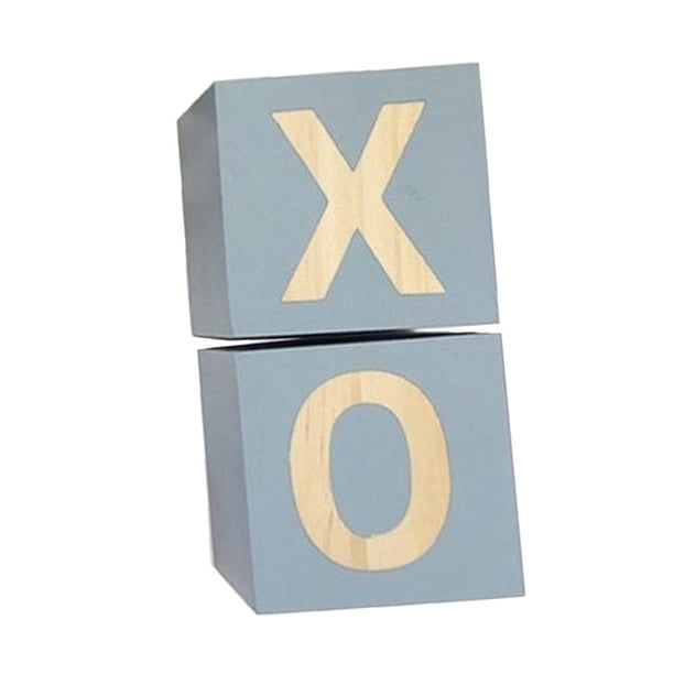 Set de 2 pcs Bloques de Letras X O Divertidos Bloques de Construcción Artesanales Gris