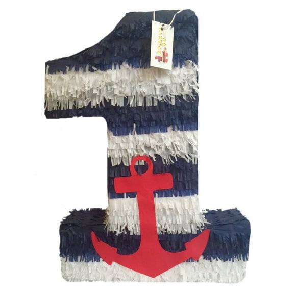 20" Tall Nautical Number One Pinata Red Anchor Nautical Themed First Birthday Party Decoration