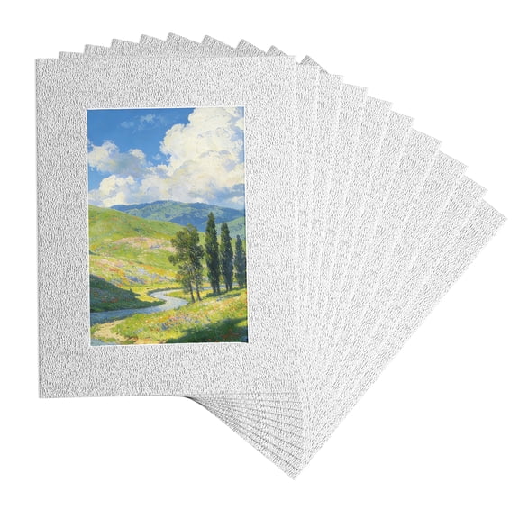 Uxcell 10 Pcs Picture Frame Mats, 7 x 6 Inch Picture Mats for Frames, Photo Mattes Angled Cut Board for Photos, Silver Texture