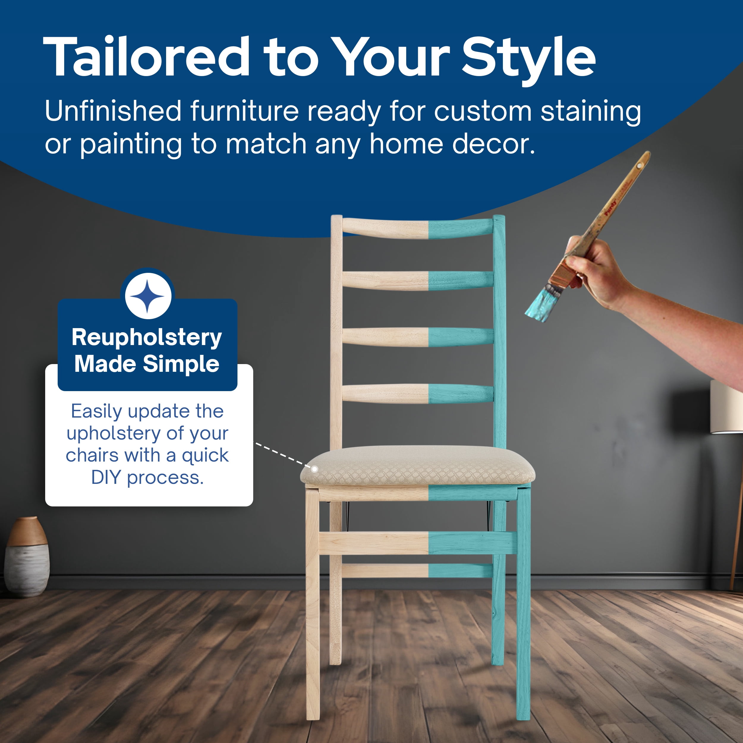Stakmore Unfinished Shaker Ladder Back Folding Chair (Set of 2)