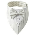 thumbnail image 1 of Bandana de boda para perro, collar para perro con pajarita, disfraz de cumpleaños, esmoquin ajustable para fiesta de mascotas, rayas blancas, 1 of 5