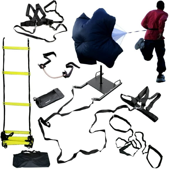 5-Piece Cross Training Kit: Agility Ladder, Resistance Parachute, Sled, Stepper & Bands