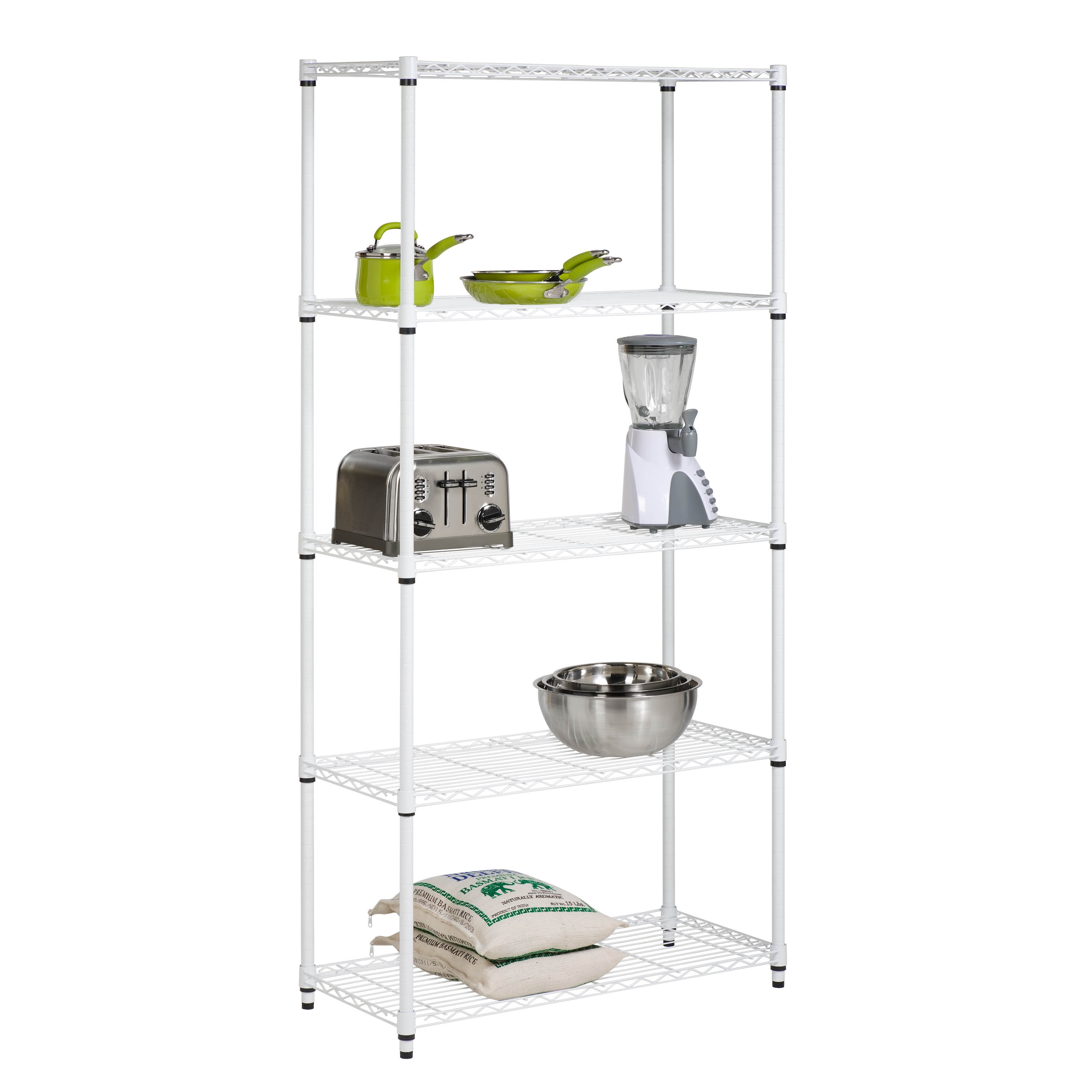 Honey-Can-Do 5-Tier Heavy-Duty Adjustable Shelving Unit With 350-lb Shelf Capacity, White,Shelves & Shelf Units White,Steel