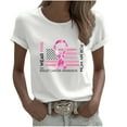 thumbnail image 2 of Ounisa Breast Cancer Women Tops Cancer Awareness Crewneck Short Sleeve Casual Fashion Sweatshirt Ribbon Cancer Care Gifts Loose Fit Clothes, 2 of 6