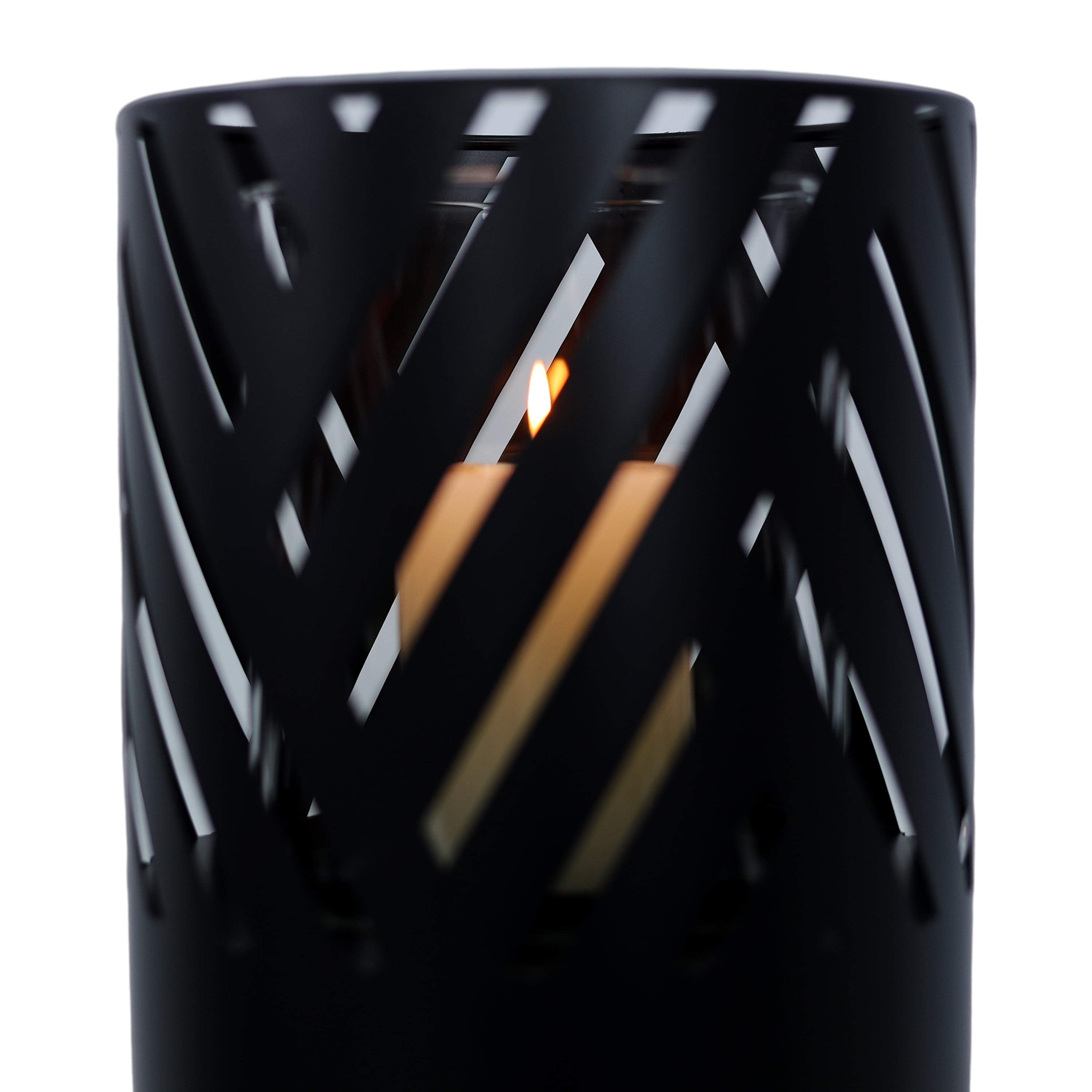 Set of 2 Lantern Column, Decorative Column for Garden in Black Industrial Design, Lantern for Outdoor and Indoor, Lantern Including Candles, Oriental, 37 1/2+ 29 1/2 in