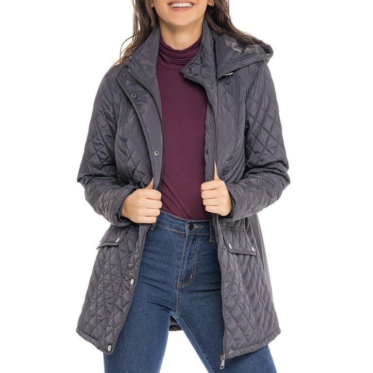 S.E.B. by Sebby Quilted Jacket with Detachable Hood Women s