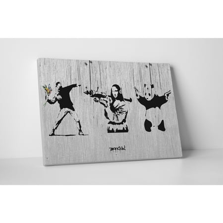 - Pingo World Banksy 'Flower Thrower, Mona Lisa, Panda Set' Gallery-wrapped Canvas Wall Art