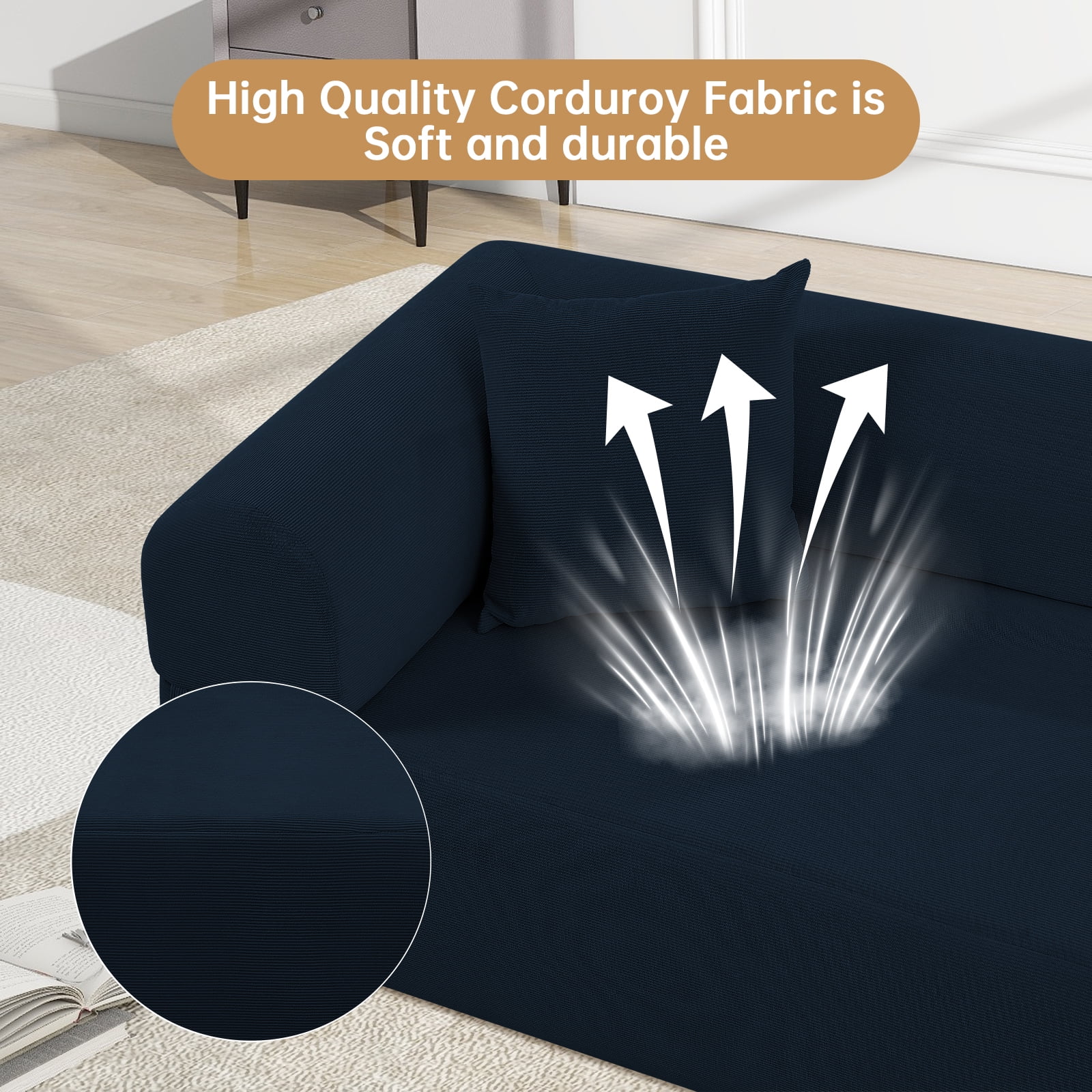 Floor Sofa Sofa-in-a-Box, No Installation & Easy to Transport Memory Foam With Individual Pocket Springs Seat