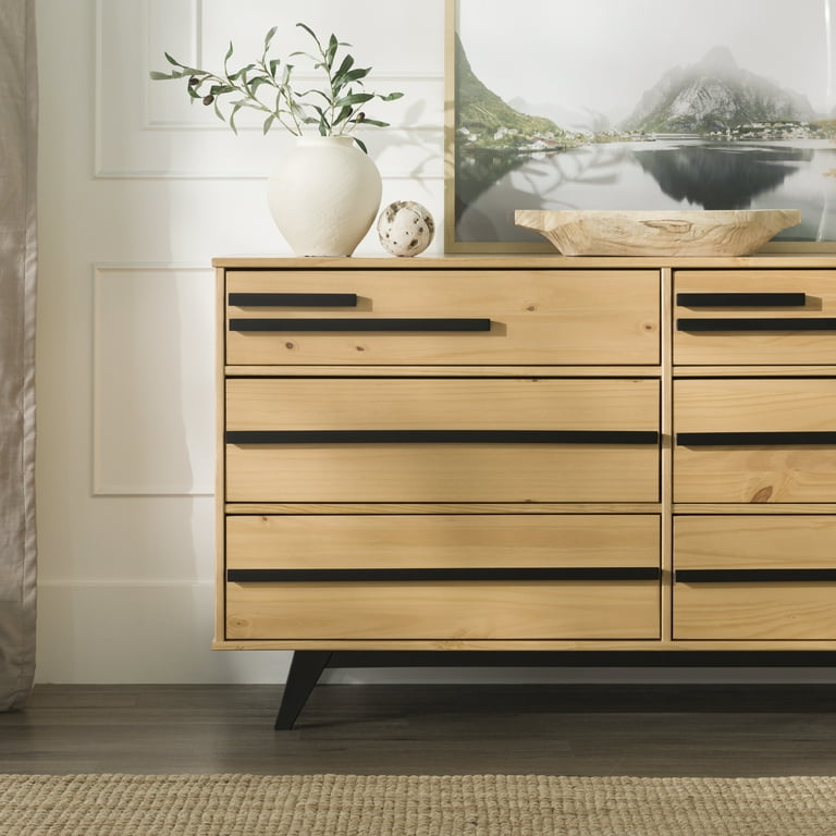 Natural wood mid century dresser deals