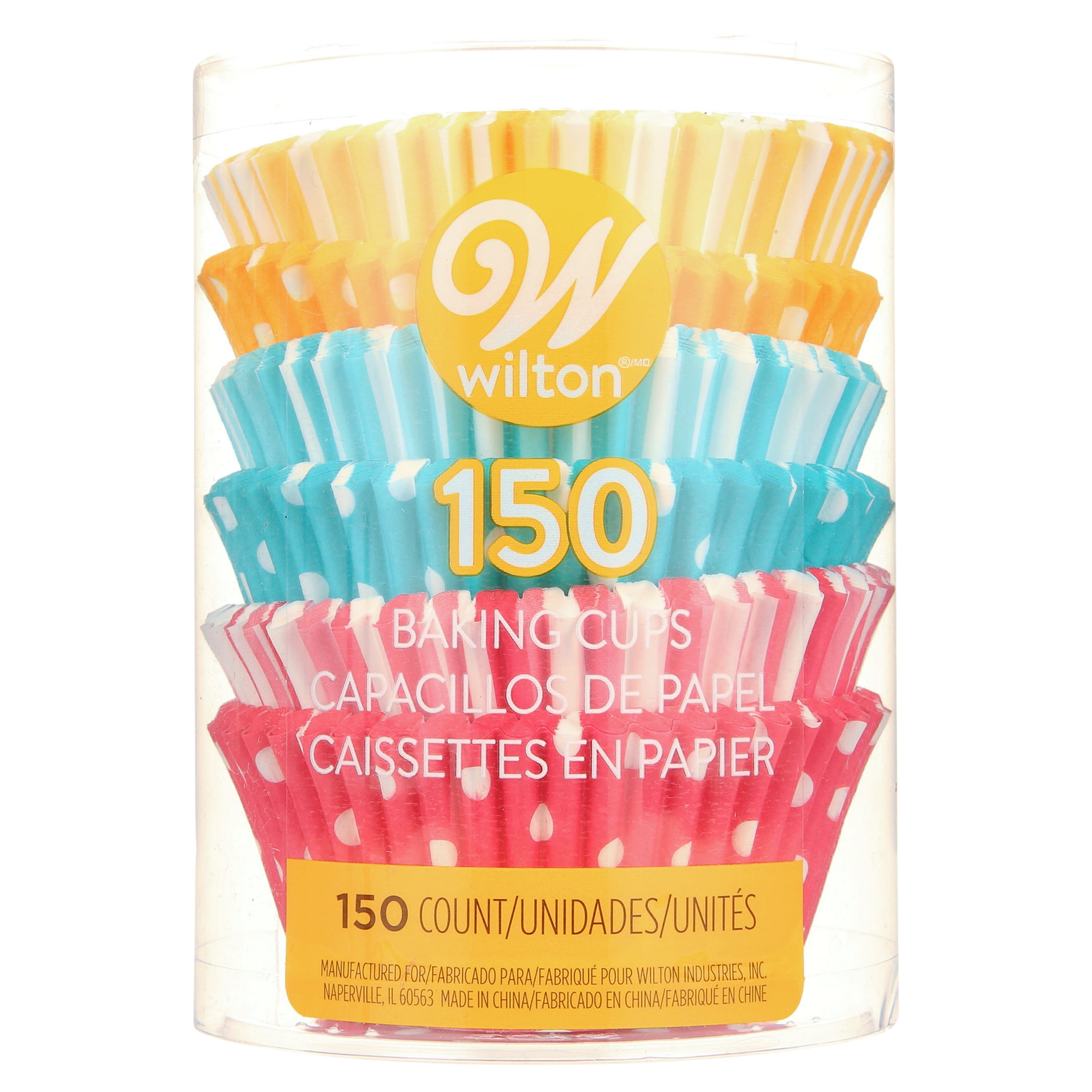 Wilton Dots and Stripes Cupcake Liners, 150-Count, 2 In. Diameter, Assorted Colors