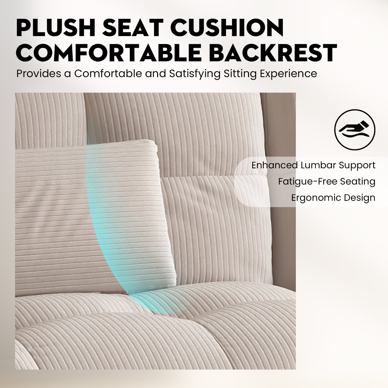 COMHOMA Convertible Futon Sofa Bed Upholstered Futon Couch Corduroy Sleeper Sofa,Cream White