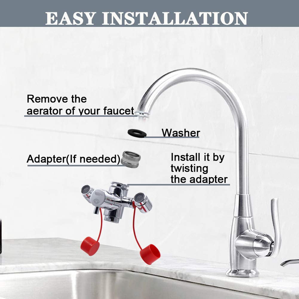 Faucet Mounted Eyewash Station Kit, Emergency Eye Wash Unit, OSHA Approved First Aid Eye Flush Kit, 1x Eyewash Station, 4X Adapters, 2X Inspection Tags, 1x Emergency Eye Wash Station Sign