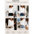 thumbnail image 4 of DOKOTOO Blouses for Women Pleated V Neck 3/4 Sleeve Tunic Tops Dressy Casual Chiffon Office Wear Shirts, 4 of 9