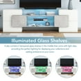 thumbnail image 4 of Unique Shape TV Stand with 2 Illuminated Glass Shelves, High Gloss Entertainment Center for TVs Up to 80", Versatile TV Cabinet with LED Color Changing Lights for Living Room, Grey 16AAE, 4 of 9
