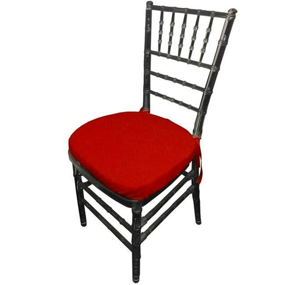 LA Linen PopChiavaryPadCover-Pk4-RedP98 Polyester Poplin Chiavary Chair Cushion Cover, Red - Pack of 4