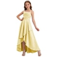 thumbnail image 5 of SGFCWSX Girls Formal Dress Spaghetti Strap Satin High Low Ruched Bodice Pageant Party Dresses for Kids Yellow Size 7, 5 of 6