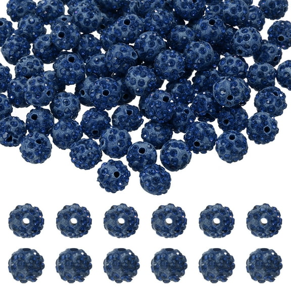 105 Pcs 10mm Rhinestone Clay Beads for Jewelry Making Clay Disco Ball Bead Bulk for Bracelet Necklace Earring Crafting DIY Decoration, Navy Blue
