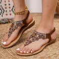 thumbnail image 3 of IUJSOY Flip Flops for Women Bohemian Rhinestone Gladiator Sandals Elastic Ankle Strap Flats Shoes, 3 of 9