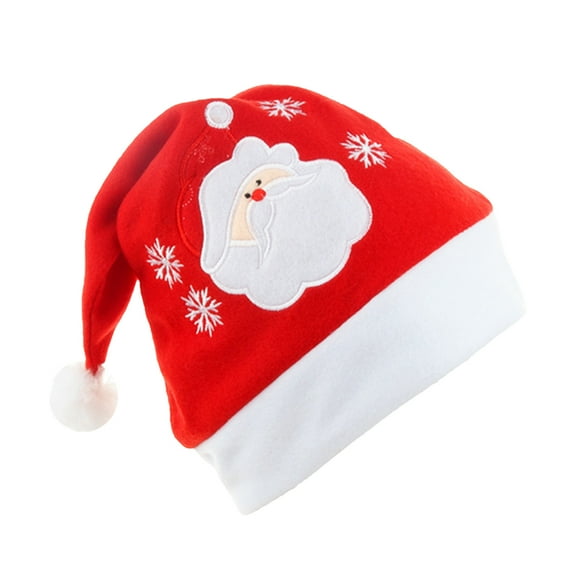 Hibiscsu Santa Hat, Xmas Holiday Hat for Kids, Velvet Comfortable Christmas Holiday Hat Thickening Classic Plush Christmas Decorations New Year Holiday Party Supplies Red White