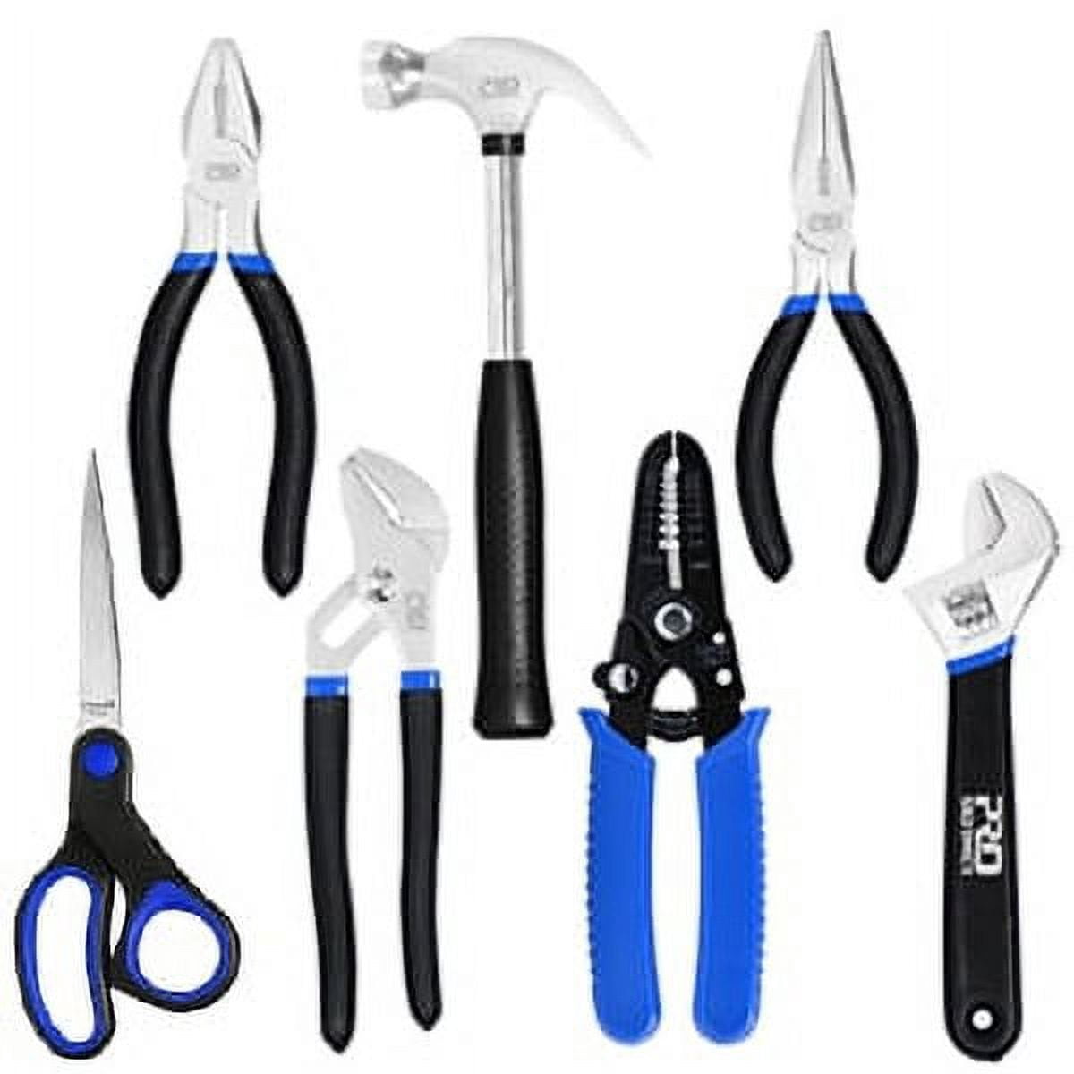 PROSTORMER 198 Pcs Hand Tool Set,DIY Home Repair Kit,Multi-Purpose Car Repair Tool Set,with Hammer,Pliers,Screwdriver Set,Wrench Sockets and Plastic Toolbox Storage Case