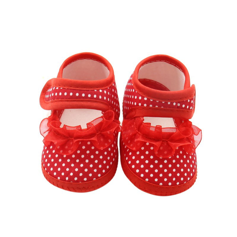 Newborn Baby Girl Soft Sole Lace Shoes Anti-slip Cotton Prewalker Walking Shoes 3-12M