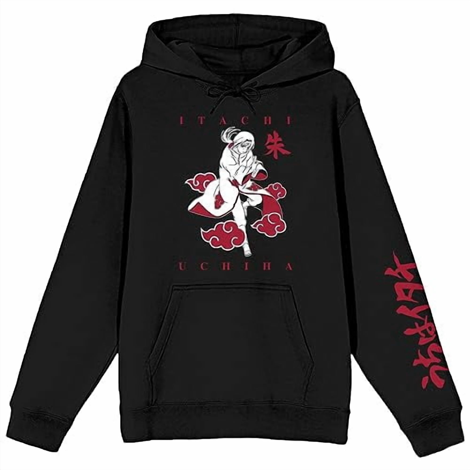 Naruto Shippuden Minimal Color Itachi Long Sleeve Black Adult Hooded Sweatshirt-XL