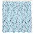 thumbnail image 3 of Flip Flop Shower Curtain, Summer Vacation Beach Icons Martini Cocktail Panama Hat Coconut, Fabric Bathroom Set with Hooks, 69W X 75L Inches Long, Aqua Purple and Pale Mauve, by Ambesonne, 3 of 3