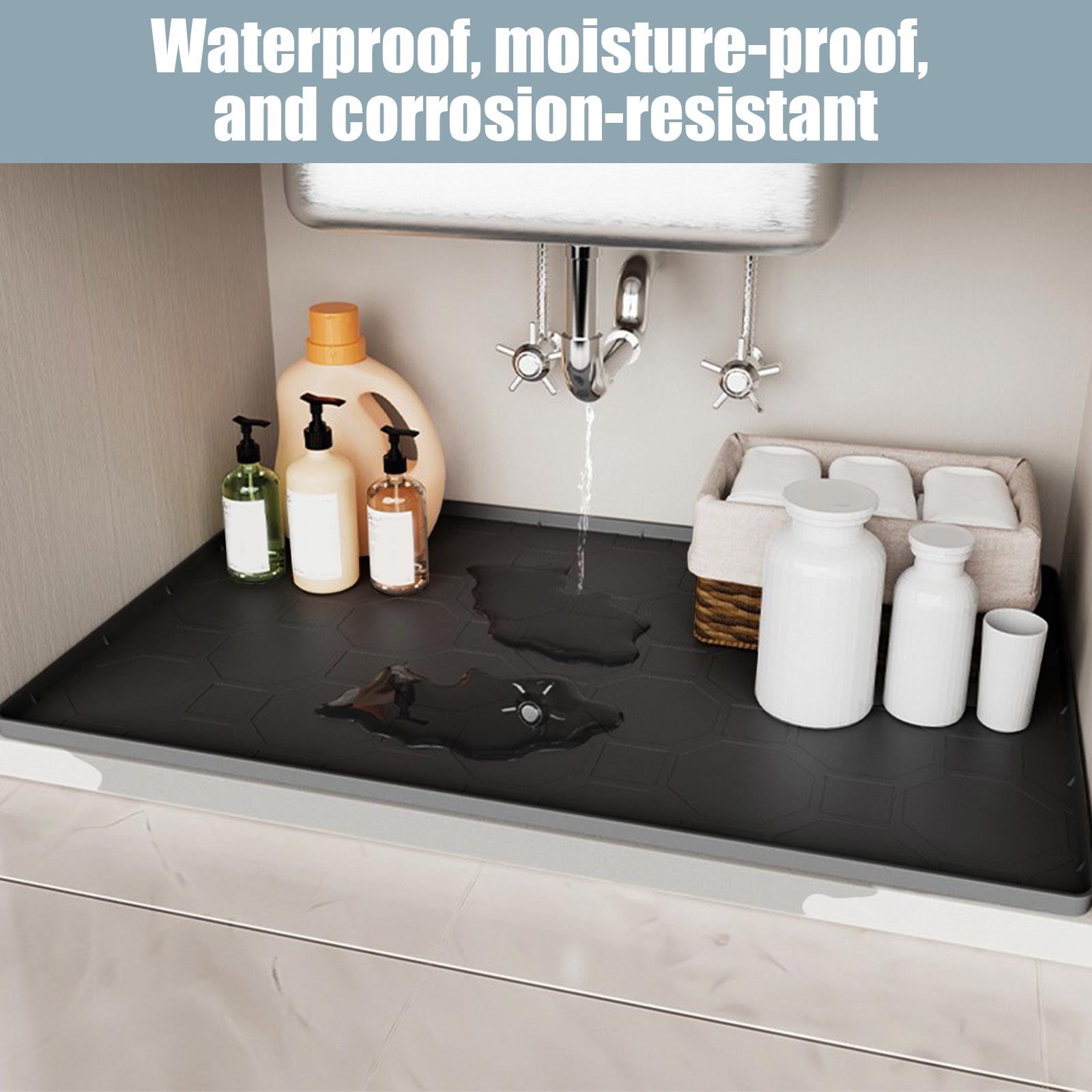 karymi Mat for Under Sink 27.59 X 22in for Bathroom Kitchen Cabinets Easiest to Clean Under Shelf Liner NonSlip EcoFriendly Drip Tray Room Decor