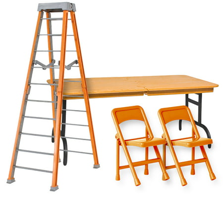 ULTIMATE Ladder, Table & Chairs Orange Playset for WWE Wrestling Action (Wwe Best Table Matches)