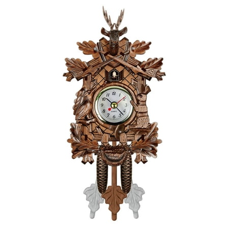 Wall Hangings For Dining Room Cuckoo Wall Clock Bird Wood Hanging Decorations for Home Cafe Restaurant Art Vintage Chic Swing Living Room Style 1 ()