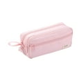 thumbnail image 2 of Horplkj Large Capacity Pencil Case with Initial, Expandable Canvas Pencil Pouch Zipper Bag for Sch Teens, Light Pink, 2 of 9