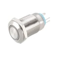 thumbnail image 1 of Interruptor de botón metálico de retención Uxcell de 12 mm de diámetro de montaje 1NO 3-6V con luz LED azul, 1 of 5