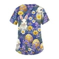 thumbnail image 6 of ADSSDQ Easter Day Scrubs for Women,Womens Bunny Egg Hunt Print Scrubs Tops Workwear Summer Short Sleeve V Neck Working Uniform Nursing Shirts Blouse with Pockets Dark Purple M, 6 of 6