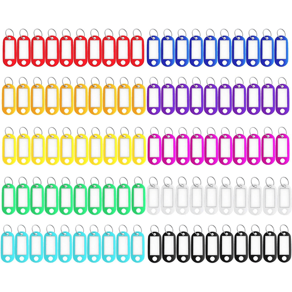 100Pcs Key Tags, Key Labels with Rings, Plastic Key Identification Tags, Key Accessories for Marking Keys