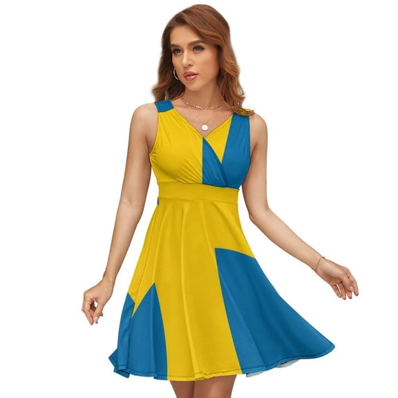 National Flag Sweden Blue Field Dress Summer Street Style Dresses Female Sleeveless Printed Sundress