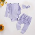 thumbnail image 2 of Baby Girl Winter Clothes Newborn Infant Baby Girl Clothes Outfits Rib Romper Pants with Headband Winter Clothing Set Kaprioy Girls Clothes Fall Winter, 2 of 5