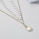 thumbnail image 5 of Gargantilla con cadena colgante de perlas de imitación de doble capa elegante para mujer, regalo de joyería, dorado, código de modelo 24115 dorado, 5 of 5