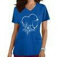 thumbnail image 1 of Femmes Tops Femmes Été Tops 2023 Mode Femmes Manches Courtes V-Cou Tops Travail Uniforme Impression Poche Chemisier Tops Bleu XL, 1 of 4