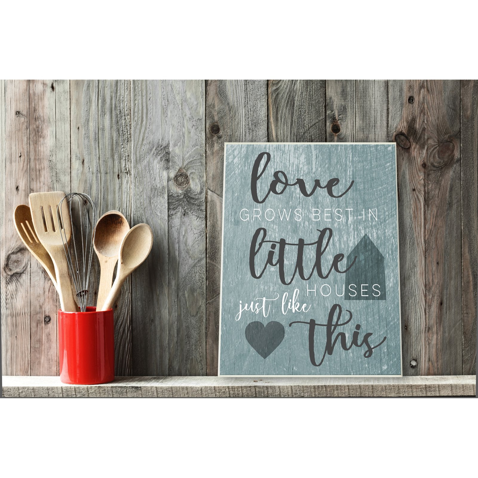 The Stupell Home Decor Collection Love Grows Best In Little Houses Gray Illustration Wall Plaque