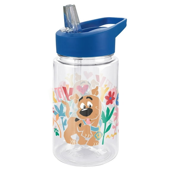 Scooby Doo! Kids Tritan Plastic Water Bottle with Straw Lid and Handle, Reusable Tumbler for Toddlers, Unisex for Girls and Boys, 12oz, Ruv You