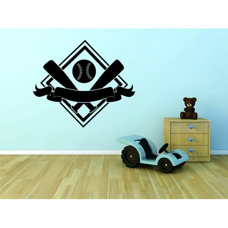 Do It Yourself Wall Decal Sticker Baseball And Bat Sport Design Boy Bedroom 20×30