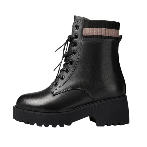 NECHOLOGY Botas Mujer Adulto Femenino Zapatos Botines de mujer Botas de tobillo gruesas con de moda británica de otoño e invierno para mujer Zapatos cálidos al libre (BK1, 6.5)