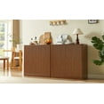 thumbnail image 4 of S-HOME Modern Wavy Sideboard Storage Cabinet in Walnut Finish, 31.5 Inch Kitchen or Living Room Curved Design Furniture, 4 of 10