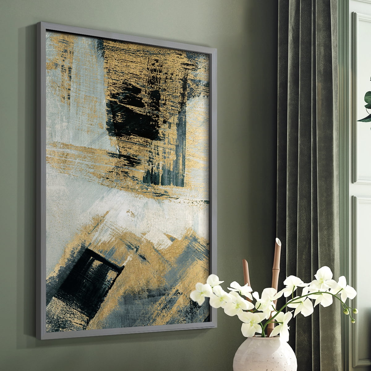 Southern Flow in Gray Solid Wood 22 x 28 Framed Print