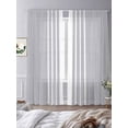 thumbnail image 4 of Light Grey Striped Semi Sheer Curtains 96 Inch Length 2 Panels Set, White Simple Neutral Modern Sheer Kitchen Curtain Privacy Voile Window Curtain for Living Room Bedroom Rod Pocket Drapes, 4 of 7